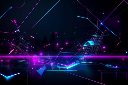 cybersport abstract background Scene for advertising, technology, showcase, banner, game, sport, cosmetic, business, metaverse. Sci-Fi, Generative AI.の素材