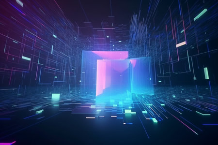 cybersport abstract background Scene for advertising, technology, showcase, banner, game, sport, cosmetic, business, metaverse. Sci-Fi, Generative AI.の素材