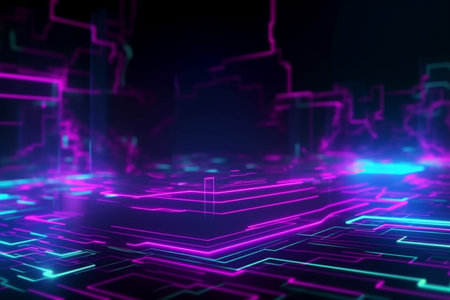 cybersport abstract background Scene for advertising, technology, showcase, banner, game, sport, cosmetic, business, metaverse. Sci-Fi, Generative AI.の素材