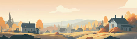 art countryside landscape in summer with blue sky background for poster, covers, cards, banner, generative AI.の素材