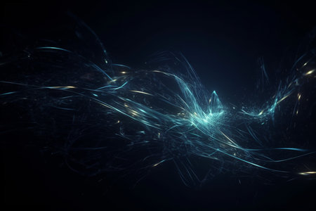 Abstract technology futuristic glowing blue curved line on dark blue design modern luxury background, generative AI.の素材
