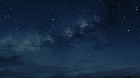 Forest against the night sky or Star Field At Night backdrop of silhouettes of trees, generative AI.の素材