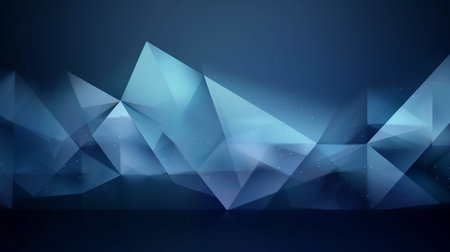 Blue triangle shapes polygonal geometric mosaic grid abstract and waves background, generative AI.の素材