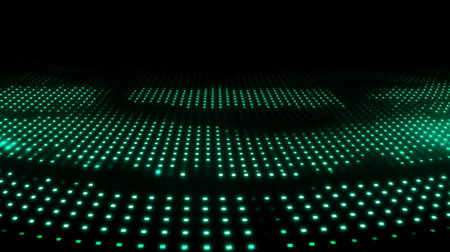 Dark green stretch of LED lights futuristic technology backgroundの素材
