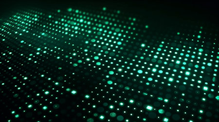 Dark green stretch of LED lights futuristic technology backgroundの素材