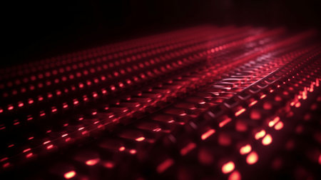 Dark red stretch of LED lights futuristic technology backgroundの素材