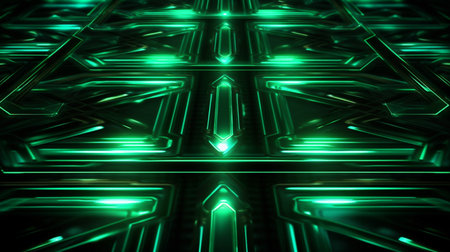 neon dark green led light digital lines sci-fi backgroundの素材