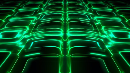neon dark green led light digital lines sci-fi backgroundの素材