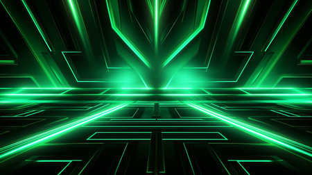 neon dark green led light digital lines sci-fi backgroundの素材