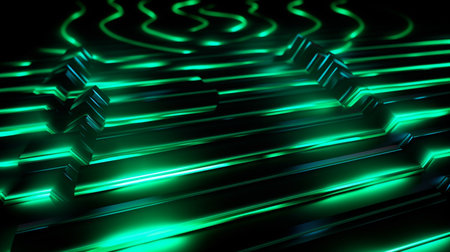 neon dark green led light digital lines sci-fi backgroundの素材