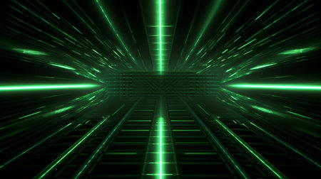 neon dark green led light digital lines sci-fi backgroundの素材