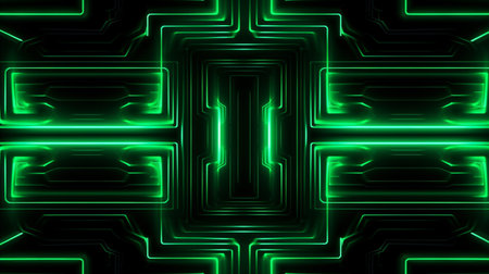 neon dark green led light digital lines sci-fi backgroundの素材