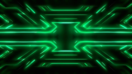 neon dark green led light digital lines sci-fi backgroundの素材