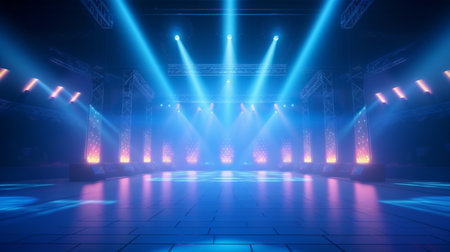 atmospheric blue blank stage lights 3dの素材