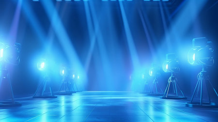 atmospheric blue blank stage lights 3dの素材