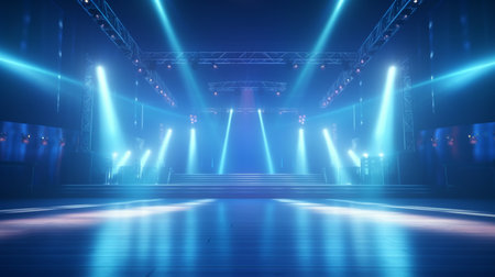 atmospheric blue blank stage lights 3dの素材