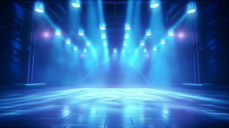 atmospheric blue blank stage lights 3dの素材