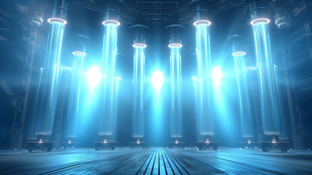 atmospheric blue blank stage lights 3dの素材