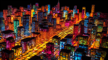 cityscape covered with large colorfulの素材