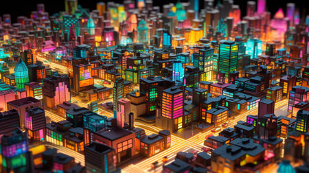 cityscape covered with large colorfulの素材