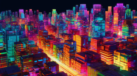 cityscape covered with large colorfulの素材