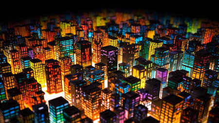 cityscape covered with large colorfulの素材