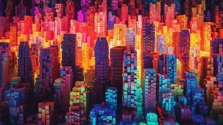 cityscape covered with large colorfulの素材
