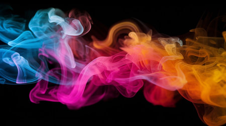 Colorful smoke with black backgroundの素材