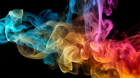Colorful smoke with black backgroundの素材