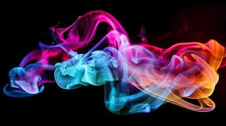 Colorful smoke with black backgroundの素材