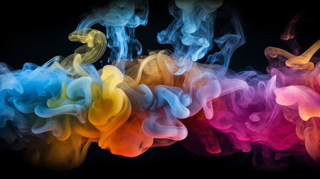 Colorful smoke with black backgroundの素材