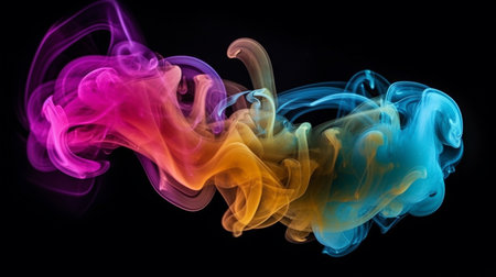 Colorful smoke with black backgroundの素材