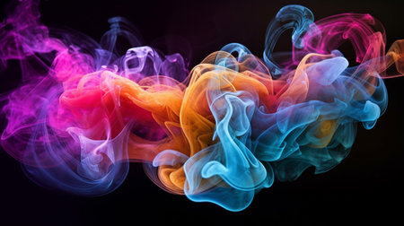Colorful smoke with black backgroundの素材