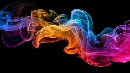 Colorful smoke with black backgroundの素材