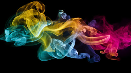 Colorful smoke with black backgroundの素材