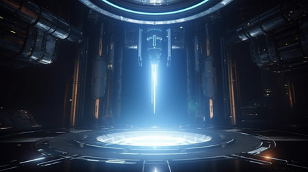 scifi game portal warp or energy core sceneの素材