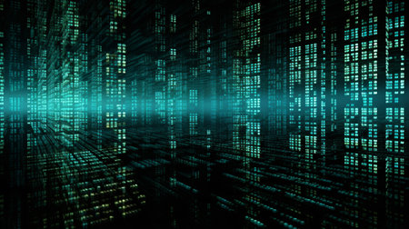 Digital binary code matrix backgroundの素材