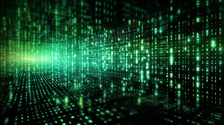 Digital binary code matrix backgroundの素材