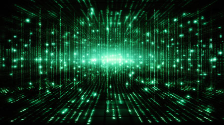 Digital binary code matrix backgroundの素材