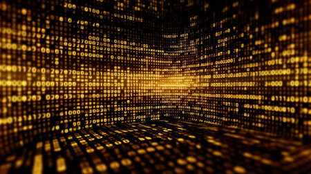 Digital binary code matrix backgroundの素材