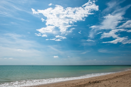 Beach, blue sky and clouds の写真素材