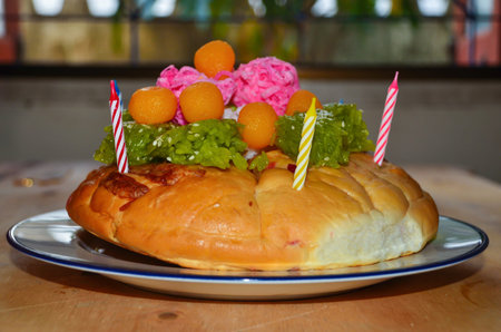 Cake and candles on a plate