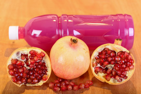 pomegranate juice and fruitsの写真素材