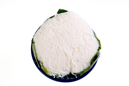 Basket rice noodle on white backgroundの写真素材