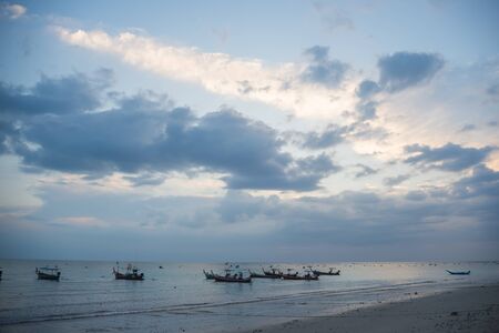 sunset on the beach of andaman seaの写真素材
