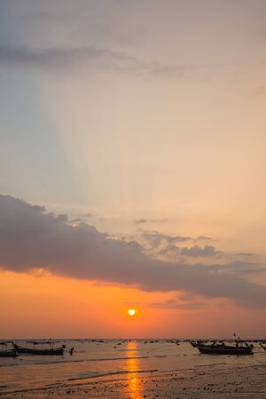 Fishing boats and cloud sky at sea Thailandの写真素材