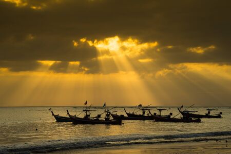 sunset on the beach of andaman seaの写真素材