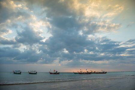 sunset on the beach of andaman seaの写真素材