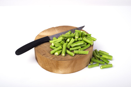 long beans no wood and white backgroundの写真素材