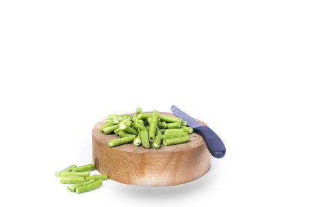 long beans no wood and white backgroundの写真素材